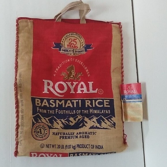 Royal Basmati Rice Burlap Bag Tote Handles - Picture 4 of 4